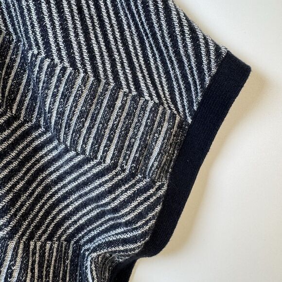 Unbranded Knit Button Down Sweater Cape Women One Size Blue Gray Striped Coastal - Picture 6 of 12